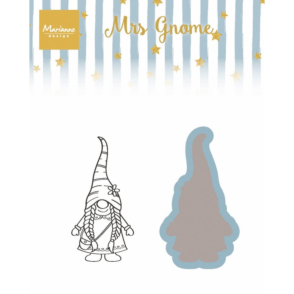 Marianne Design Clear, Mrs. Gnome, for Stamping Cardmaking Arts and Crafts, Acrylic Block, Paper, Silicone, One Size