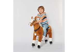 UFREE Riding Horse, Horse Riding Toy, Mechanical Horse, Plush Animal, White Mane and Tail, Age 3-6
