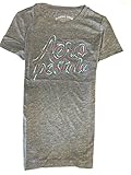 Aeropostale Women's Colorful Embroidered Tee Shirt (Medium, Grey)