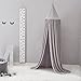 LOAOL Kids Bed Canopy with Pom Pom Hanging Mosquito Net for Baby Crib Nook Castle Game Tent Nursery Play Room Decor (Gray)