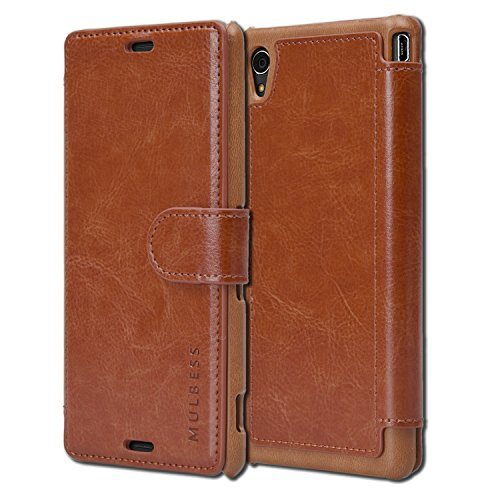 Sony Xperia M4 Aqua Case Wallet - Mulbess [Layered Dandy][Coffee Brown] - [Slim][Wallet Case] - Premium Leather Flip Case With Credit Card Slot for Sony Xperia M4 Aqua