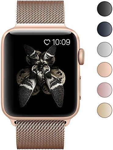 Fening For Apple Watch Band 42mm, Milanese Loop Stainless Steel Mesh For iWatch Band with Magnetic Lock for Apple Watch Series 3 Series 2 Series 1 Edition - Champagne Gold