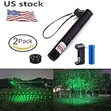 WORD GX 2 Pack Tactical Green Hunting Rifle Scope Sight Laser Pen, Demo Remote Pen Pointer Projector Travel Outdoor Flashlight, LED Interactive Baton Funny Laser Toy