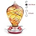 Muse Garden Hummingbird Feeder for Outdoors, Hand Blown Glass, 34 Ounces, Ant Moat Included, Candy