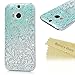 HTC One M8 Case,HTC M8 Case - Mavis's Diary 3D Handmade Bling Crystal Shiny Rhinestone Diamonds Special Hollow Floral Green Gradient Pattern Clear Case Hard PC Cover