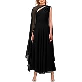 Aisbei Women's Elegant One Shoulder A Line Flowy Maxi Dress Evening Gowns Party Formal Wedding Guest Dresses with Cape