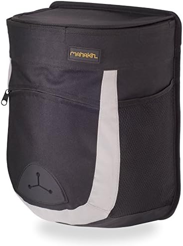 Manakin Car Trash Can with Lid and Removable Washable Liner Auto Organizer with Mesh Pockets. Car Garbage Bag Fit Front/Back Seat with Adjustable Strap and Quick Release Buckle Black Car Garbage Can