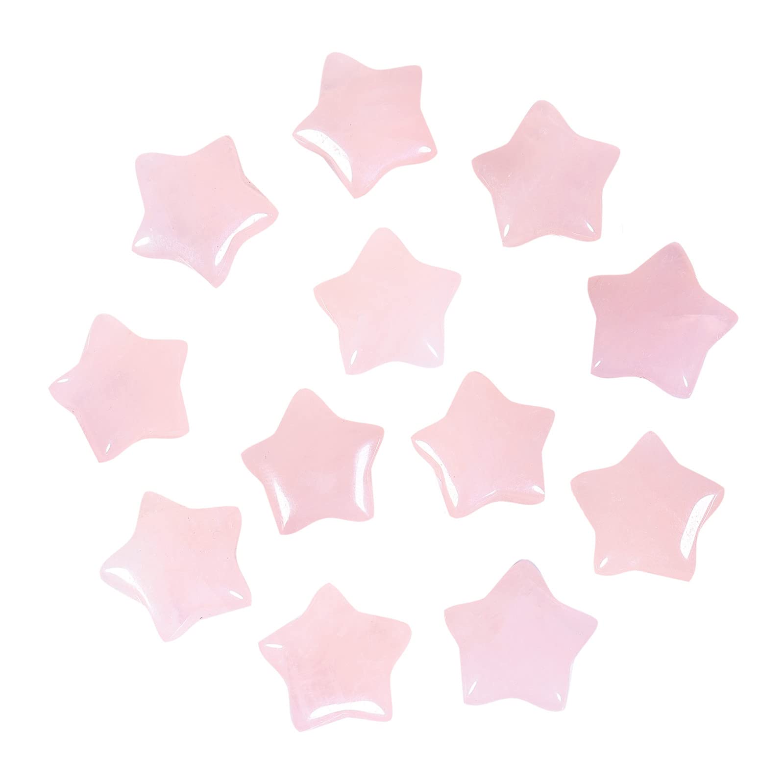 Nupuyai 12pcs Rose Quartz Mini Crystals Star Palm Worry Stone Set, Energy Carved Pocket Stone for Chakra Healing Home Office Decor 1.5cm