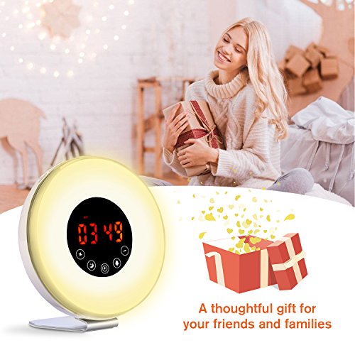 Wake Up Light Alarm Clock, [2018 UPGRADED] Digital Alarm Clock with Sunrise Simulation, 7 Colors Night Light, 6 Nature Sounds, FM Radio for Bedrooms and Heavy Sleepers - Thumbnail 7