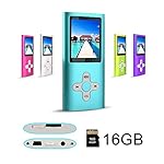 RHDTShop MP3 MP4 Player with a 16 GB Micro SD card, Support UP to 32GB TF Card, Portable Digital Music Player / Video / Media Player / FM Radio / E-Book Reader, 1.7" LCD Screen, Blue