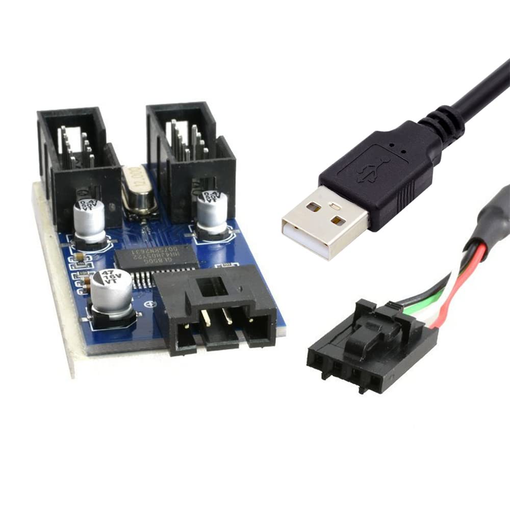Cablecc Type-A USB 2.0 Male 1 to 2 Female 9pin Motherboard Header Extension HUB Connector Adapter Port Multilier — image 1