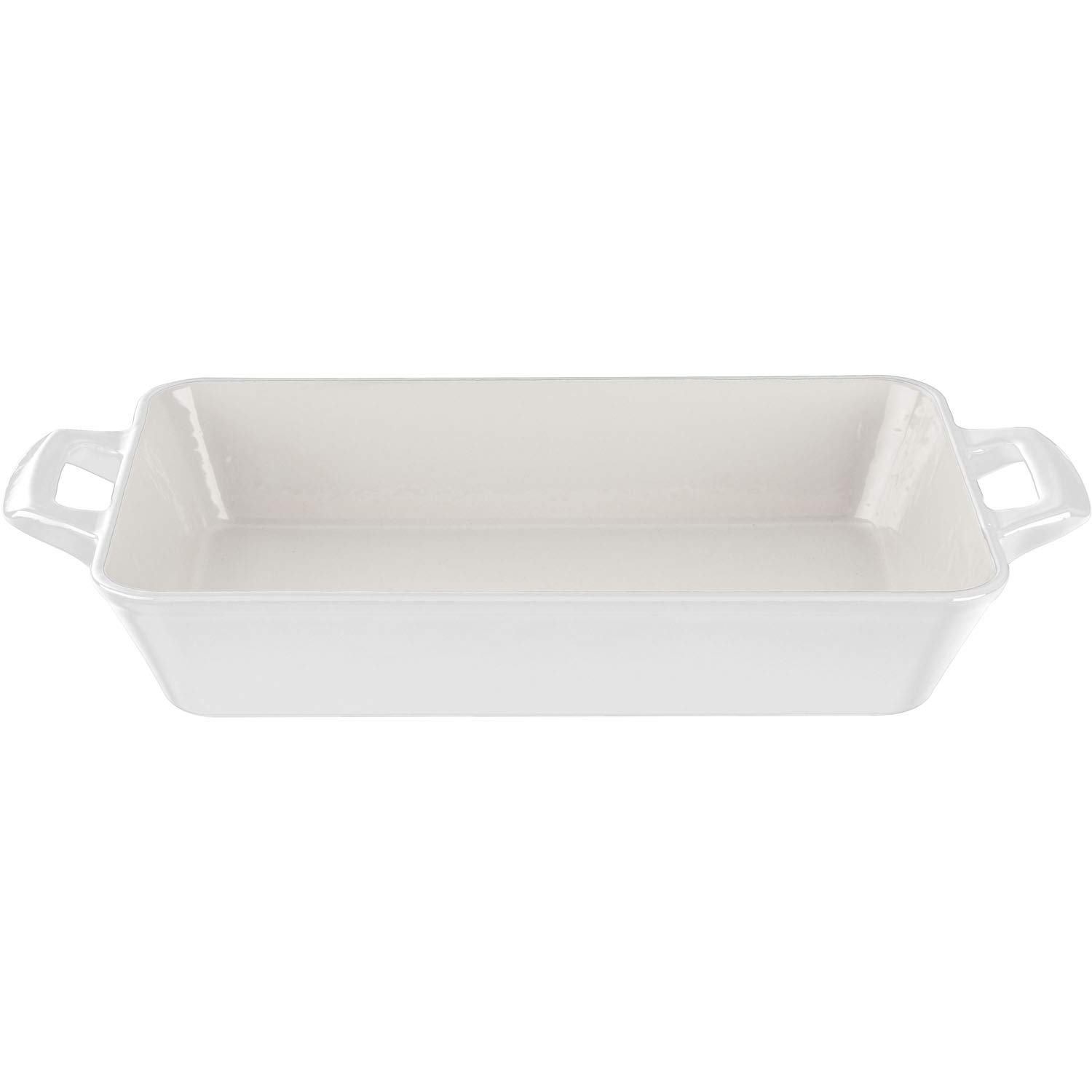 La Cuisine Medium Deep Cast Iron Roasting Pan with Enamel Finish, White
