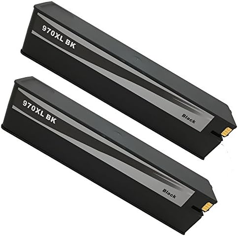 RIGHTINK Ink Cartridges Replacement for HP 970 XL Black CN625AM, 2 Pack (2 Black) - With Ink Level Display Indicator