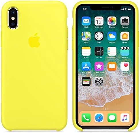 iPhone X Silicone Case, Liquid Silicone Gel Rubber Shockproof Case and Ultra Soft Microfiber Cloth Lining Cushion for Apple iPhone X/10 (Lemonade)