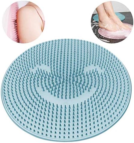 Rebecca Bathroom Mat,Silicone Lazy Wash Feet Bath Artifact,Non-Slip Back Massage Pad,Foot to The Dead Skin Wash Brush Bathroom Suction Cup (Blue)