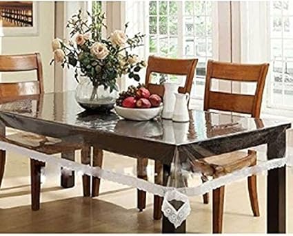 Kuber Industries PVC Dining Table Cover 6 Seater - Transparent