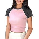Lancifolium Trending Y2k 2000s Raglan Sleeve Cute Egirl Crop Tops Women Summer Knit Ribbed Cropped T Shirts for Teen Girls