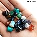 Longbeauty 15 Pair Natural Mix Stone Flared Fresh Tunnels Ear Plugs Expander Piercing Gauges kit 14MM