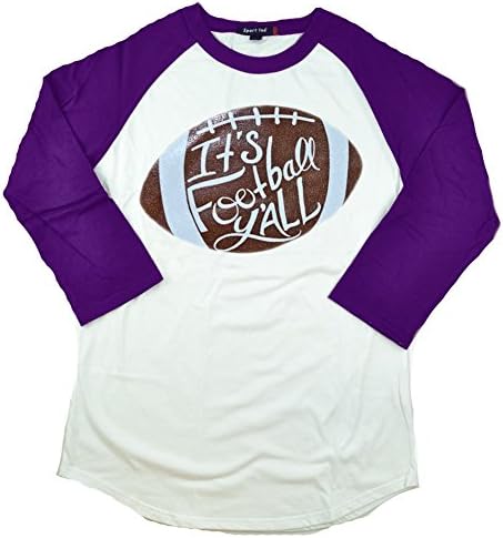 It's Football Y'all Raglan Shirt - Tees2urdoor - AM - White/Purple