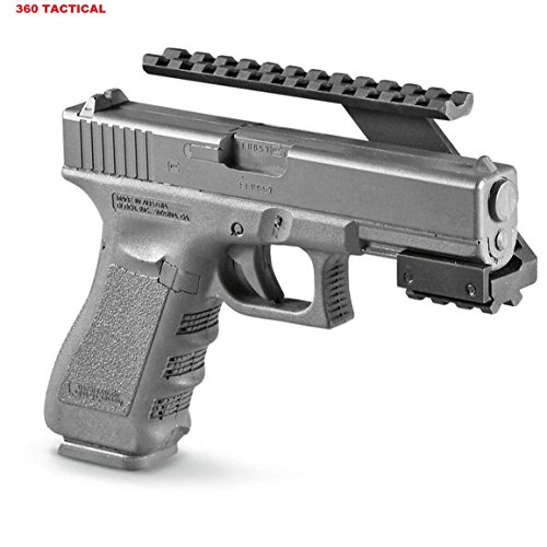 360 Tactical Pistol Rail Front Machined Aluminum No Gunsmithing Weaver Picatinny Top & Bottom Rail Pistol Handgun Scope Mount for Sights, Lasers, Lights & Accessories Pistol Front Rail - Thumbnail 3