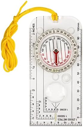 Compass Map Scale Ruler for Expedition Map reading, Outdoor Camping Hiking Cycling Scouts Military Compass