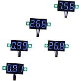 bayite Pack of 5 DC 0-30V Digital Voltmeter, 3-Wire Voltage Gauge, Blue LED | Measures Below 3V | Calibratable | Reverse Polarity Protection