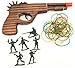 White Fox Toys Wooden Rubber Band Gun Red Bat Enforcer Pistol with Extra Rubber Bands Ammo and Army Men Targets