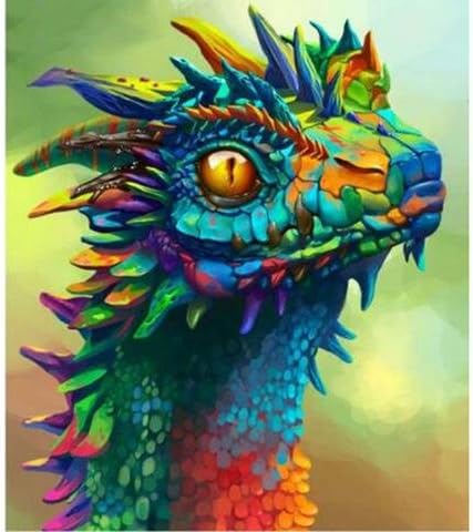 EBlank 5D Diamond Painting Full Drill Teal Dragon DIY Diamond Paint by Kit for Home Wall Decoration