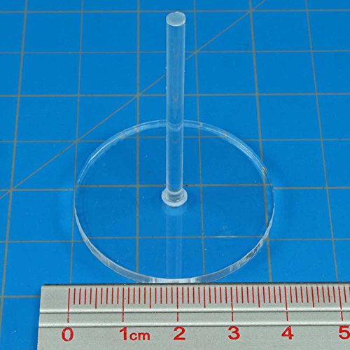 Acrylic Flight Stands, 40mm Circle, 3mm Clear, 2 inch Peg (10)