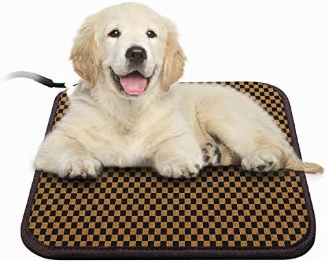 JYBL Pet Heating Pad-Dog & Cat Warming Mat-Auto Power Off & Adjustable Temperature-Indoor Waterproof Electric Warming Heated Bed with Chew Resistant Steel Cord for Dogs, Cats, Rabbits(17.7''×17.7'')