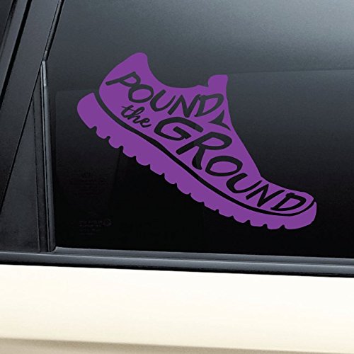 Pound the Ground 5k 10k 13.1 26.2 Marathon Runner Vinyl Decal Laptop Car Truck Bumper Window Sticker - Purple