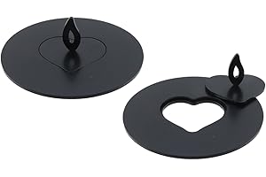 Savagrow 2Pcs Candle Cover Black Heart Shaped Candle Jar Lid Stainless Steel Candle Cover Sleeve