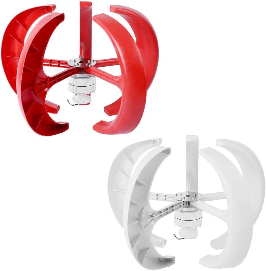 Wind Turbine Generator Kit, 600W DC12V Vertical Wind Generator Kit Electricity Producer Equipment(Red)