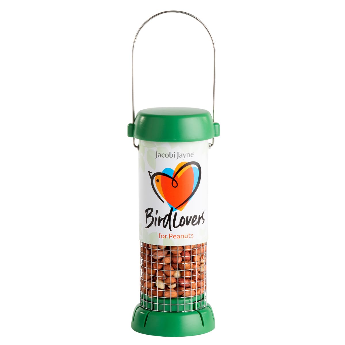 Bird Feeders For Small Birds - Jacobi Jayne® Bird Lovers™ Small Peanut Feeder - Hanging Bird Feeder For Peanuts and Suet Pellets - 0.5 Litre Capacity. Easy Clean Feeder With Quick Release Base