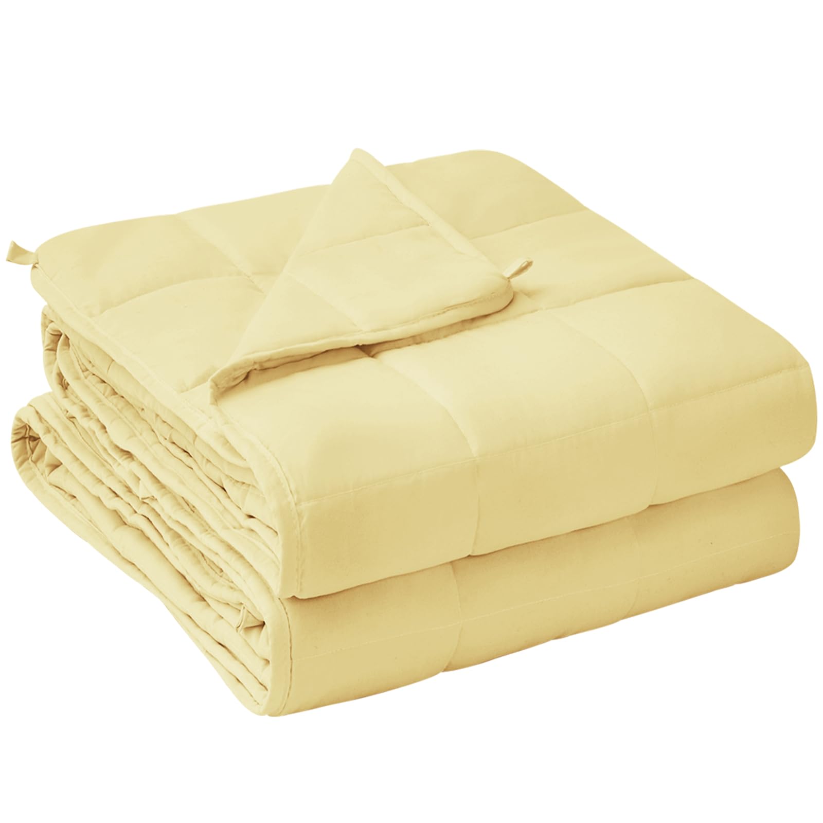 yescool Weighted Blanket for Adults (15 lbs, 60" x 80", Yellow) Cooling Heavy Blanket for Sleeping Perfect for 140-160 lbs, Queen Size Breathable Blanket with Premium Glass Bead, Machine Washable Image