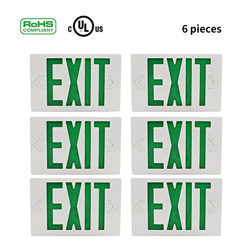 Ainfox 6 Pack LED Exit Sign Emergency Wall Light, Back -up Letter Cover (green/6pack)