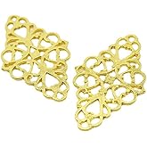 AKOAK 40 Pcs/Pack Antique Gold Hollow Filigree Flower Charms Jewelry Connectors Vintage Metal Zinc Alloy Trendy Filigree Charms for DIY Jewelry Making