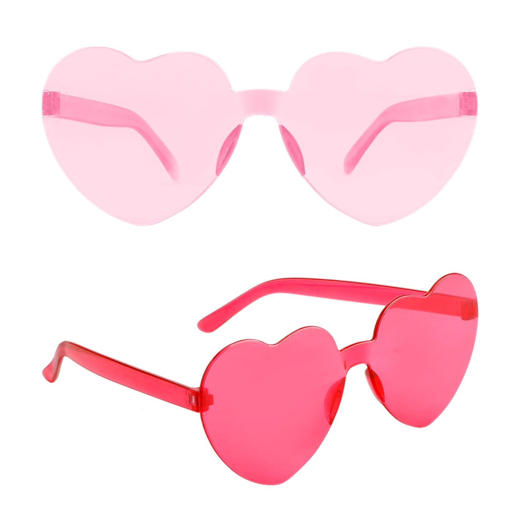 Photo 1 of 2 Pack Hot Pink Heart Shaped Sunglasses for Women - Perfect for Bachelorette Party Decorations