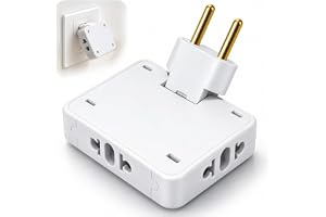 Adaptador de Tomada T Articulado – 10A e 20A – Até 250V – Bivolt 110V/220V – T - Plugue Benjamin Premium – Articulado e Seguro -Adaptador Flexível para Esconder Atrás do Móvel