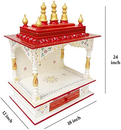 The DNA Group Wooden Temple Pooja Mandir Pooja Mandap Wall Hanging Handmade Rajasthani Multicolor Painted Temple Home & Office (Size - 18x12x24 inch)