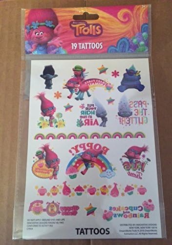 Dreamworks Trolls - Temporary Tattoos - 19 Tattoos -