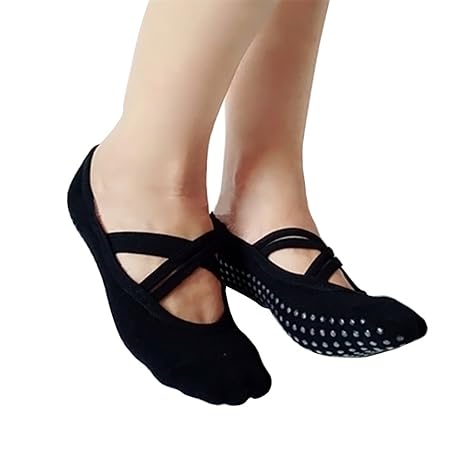 VORCOOL Calcetines de Yoga Antideslizante para Barra Ballet Danza para Mujer (Negro)