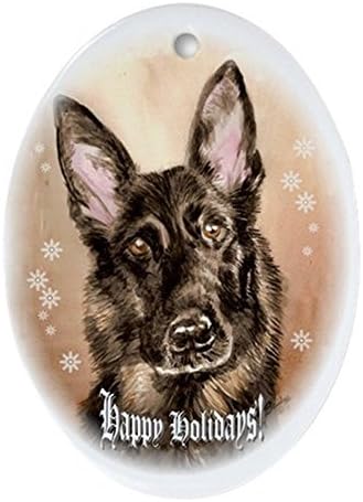 Amazon Com Oswaldo Black German Shepherd Oval Ornament Holiday