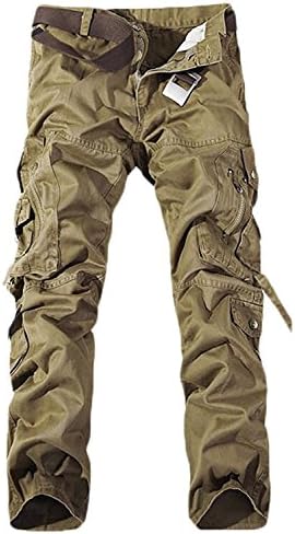 Freshmissy Loose Men's Cotton Quality Tactical Pants Combat Cargo Pant Khaki 31