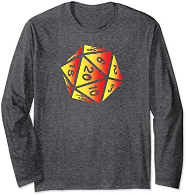 Unisex d20 Dice RPG Long Sleeve T-Shirt | Gradient Design Small Dark Heather