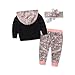 Samgami Baby Infant Boy Printing Hoodie Tops Pants Headband Cotton Outfits Set Girls Clothes (Tag：100/2-3Y)