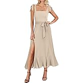 ANRABESS Women's Square Neck Ruffle Split Midi Elegant Formal Wedding Guest Cocktail Bridesmaid Graduation Party Dresses