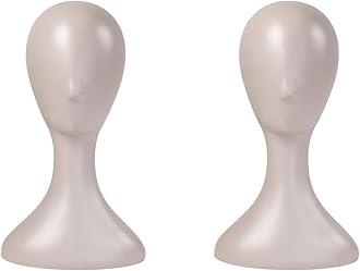 Sponsored Ad - 16 Inch Studio Limited Professional Plastic Mannequin Head Durable Women Model Wig Head Stand Torso Styling Making Display Holder with Jack for Wigs, Hat, Mask, Headdress, Necklace (Nude, 2 Pack)