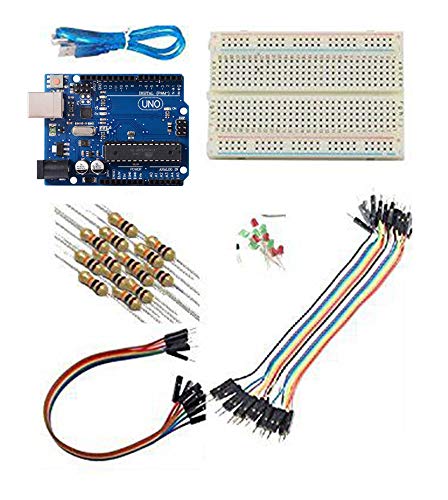 Robocraze UNO Board Basic Starter Kit compatible with Arduino | Breadboard LED Jumper Wire | Beginners Kit compatible with Arduino