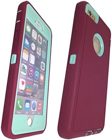 iphone 6 Plus case, Lucky On iPhone 6 / 6s PLUS 5.5in Durable Dual Layer Protective Hybrid Armor Heavy Duty Shockproof Shell Case - built-in Transparent Screen Protector - BrickRed & Cyan